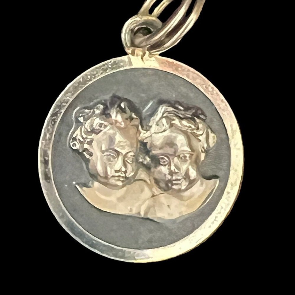 Cameo Girls Twins Charm Vintage Signed WEH SS Walter E. Hayward 3-D Rare